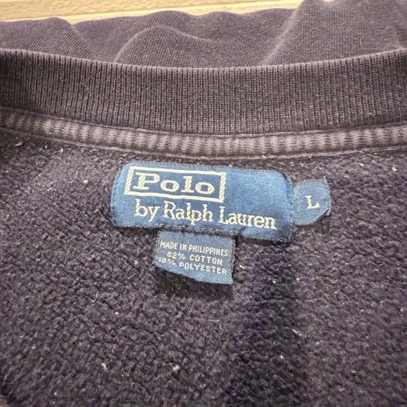 Polo‎ Ralph Lauren Navy Blue Crewneck Sweatshirt Long Sleeve Embroidered Pony - Picture 3 of 5